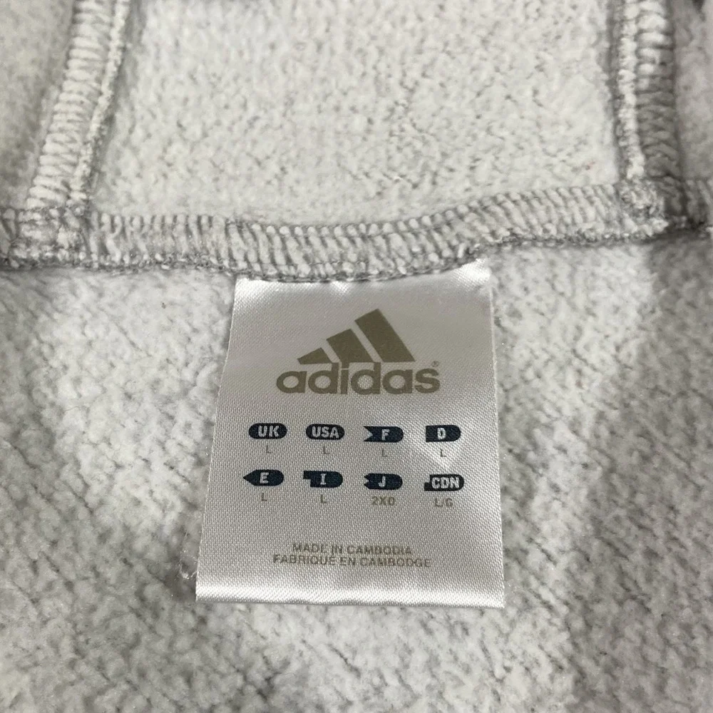 Vintage Adidas Hoodie Sweatshirt Mens Large Grey Embroidered Logo Spellout‎ Y2K